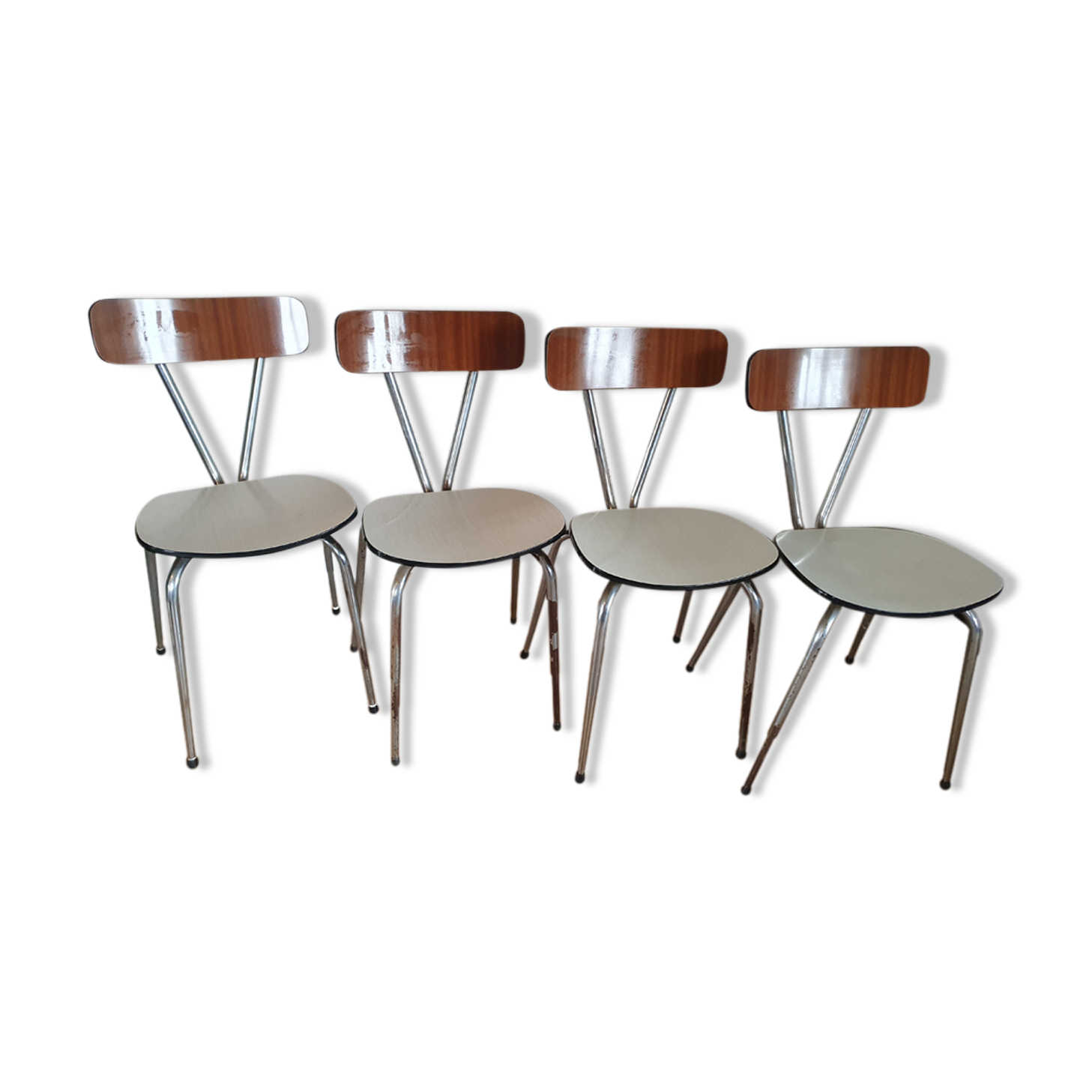 Set of 4 chairs in two-tone formica