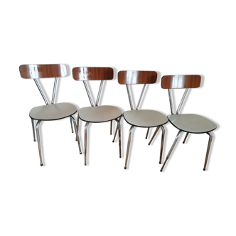 Ensemble de 4 chaises en formica bicolore