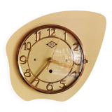 Vintage Formica clock silent asymmetrical wall pendulum "Yellow Lora"