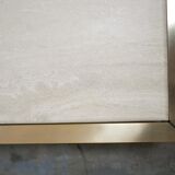 Vintage coffee table in travertine and brass