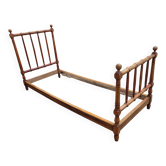 Lit d'enfant ou de repos  ancien vintage merisier massif façon bambou