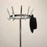 Porte-manteau en chrome vintage avec porte-parapluie en fonte