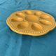 Flat plate, for 8 eggs in glazed ceramic slurry vintage yellow slip