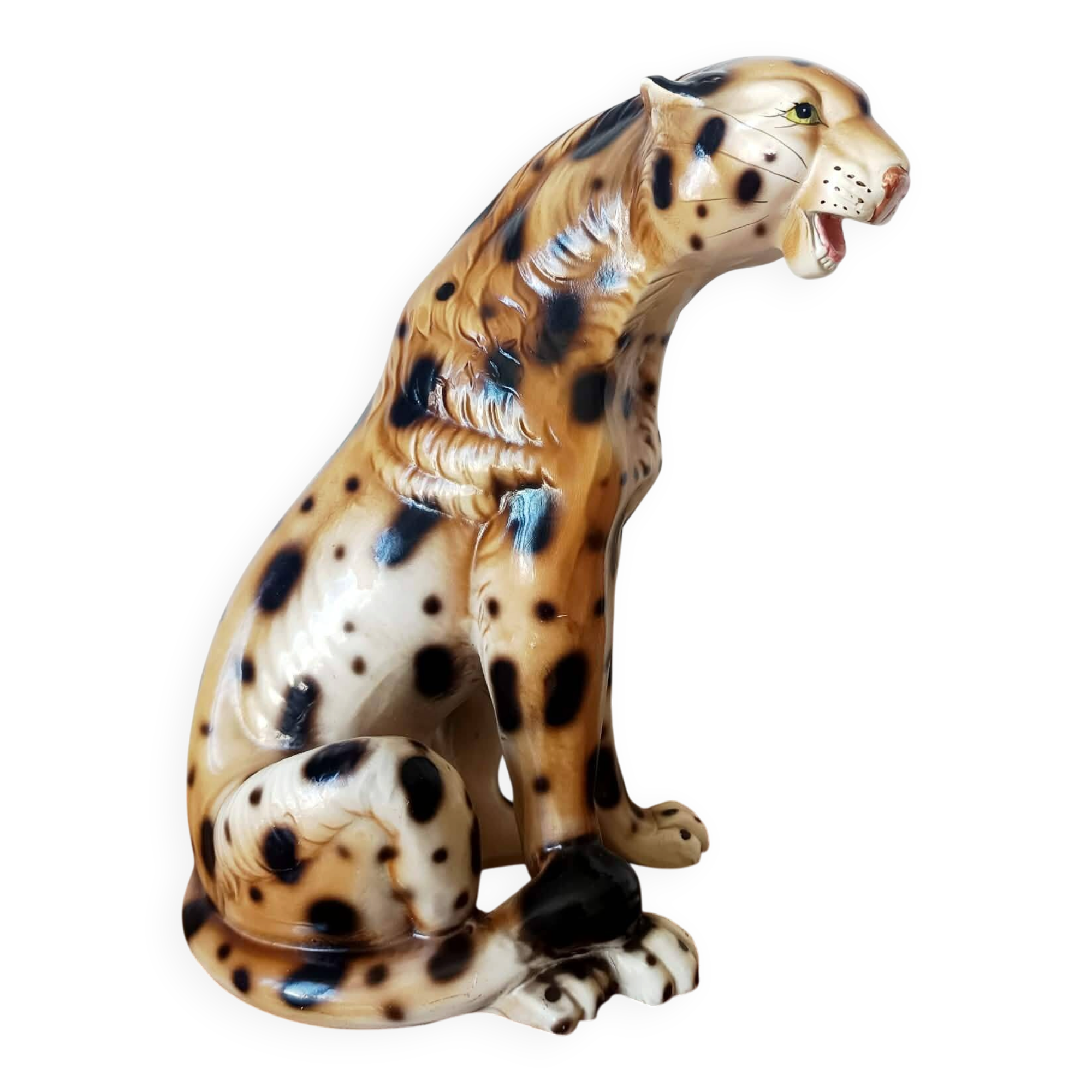 Vintage ceramic leopard, Italy 1970