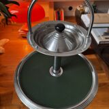 Modernist metal and leather standing ashtray