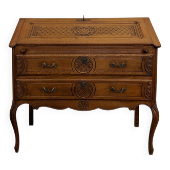 Carved oak secretary