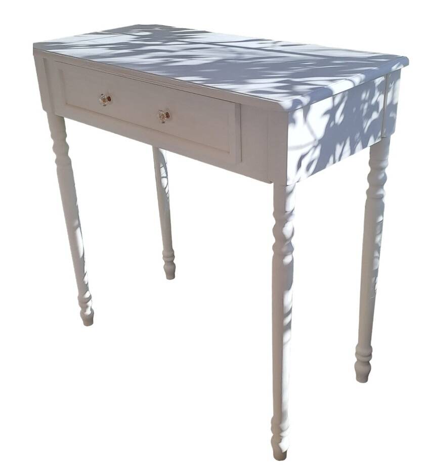 Current dressing table console in white painted wood with one drawer