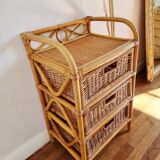 Vintage rattan chest of drawers