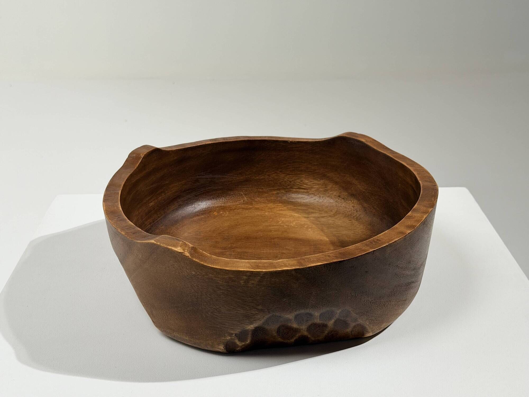 Large carved wooden bowl – French folk art, 1960s