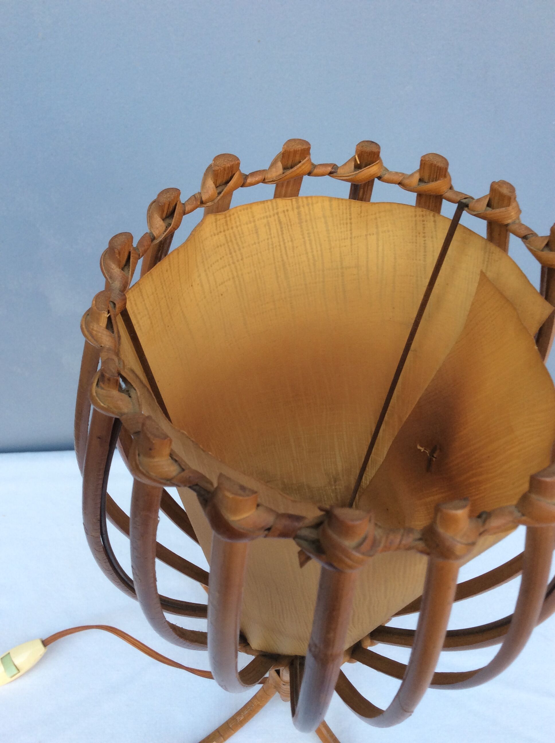 Rattan lamp by Louis Sognot, 1960s