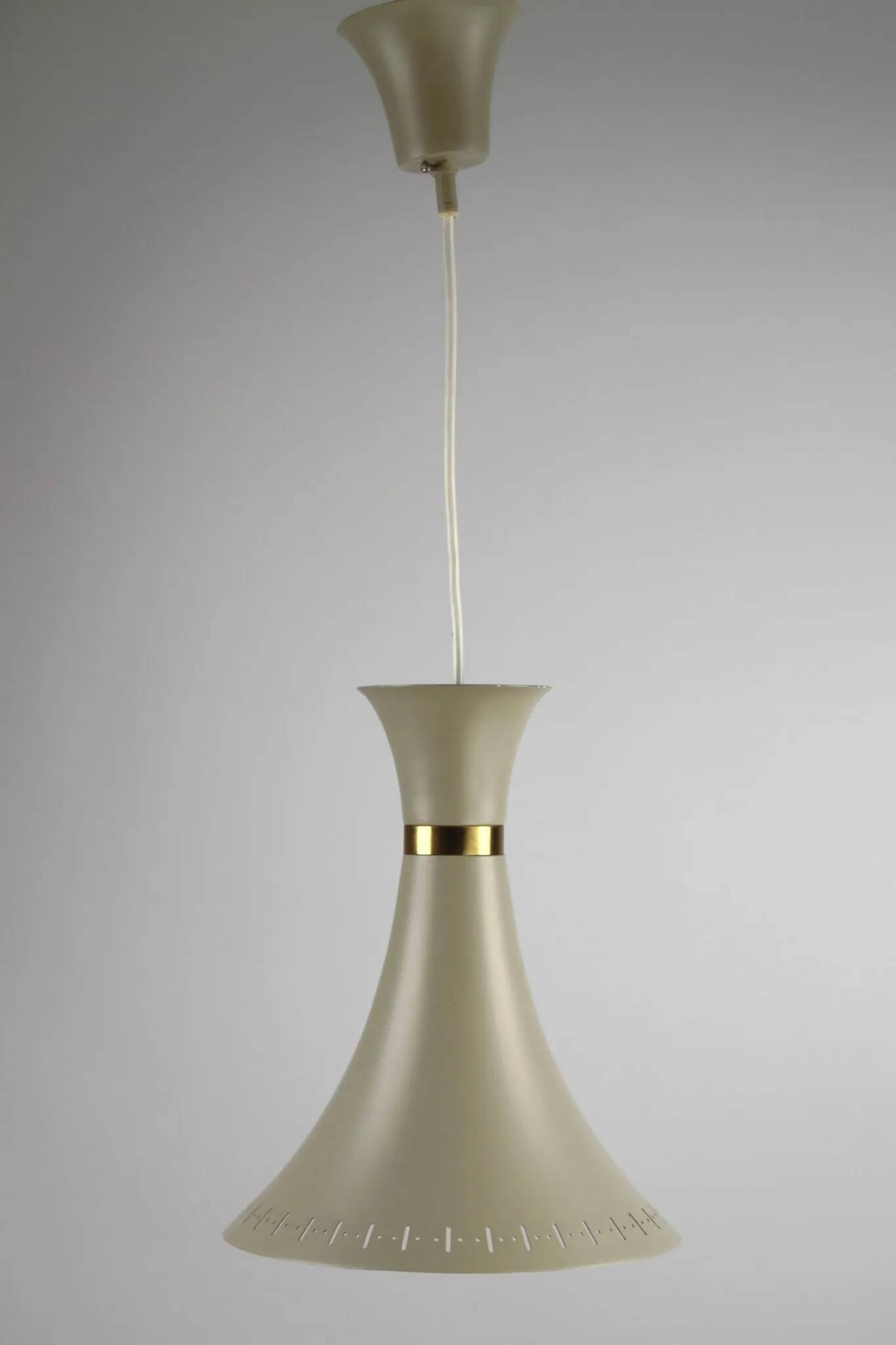 Light Grey Metal Pendant Lamp – Diabolo Shape, Scandinavia, 1960s