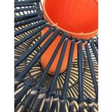 Lampadaire champignon rotin vintage