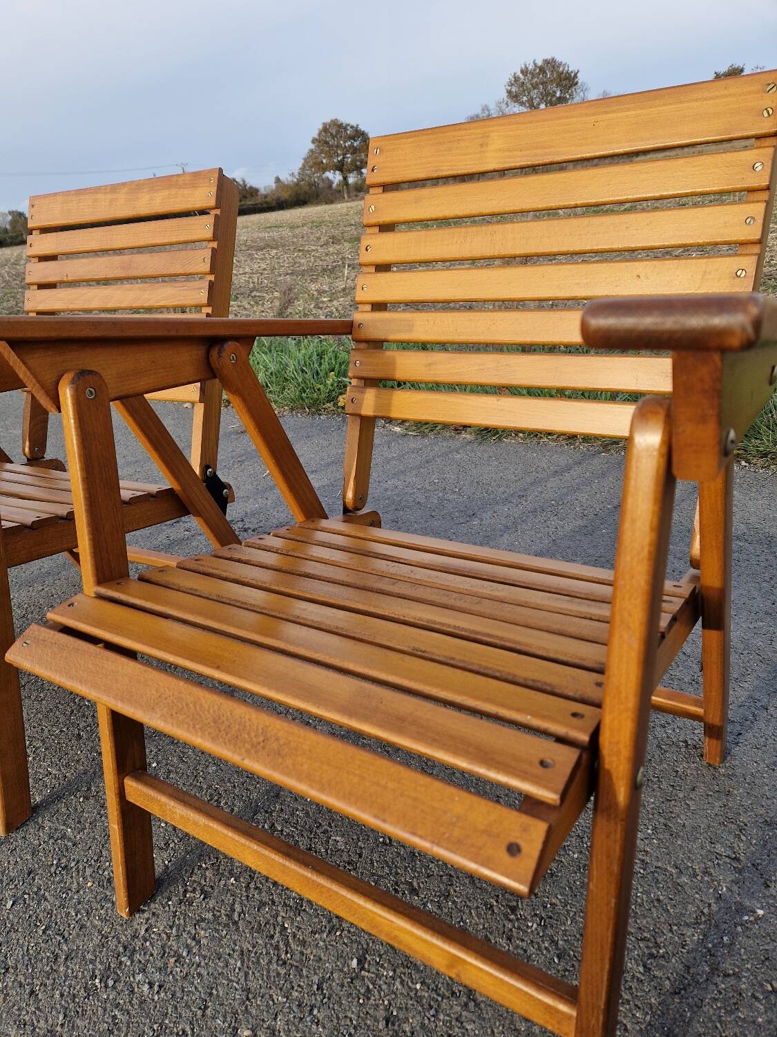 Set of 4 vintage folding armchairs
