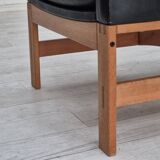 1960s, Danish lounge chair, original condition, furniture leather, solid oak wood.