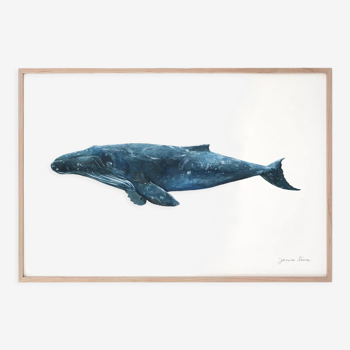 "Hélène", the whale, art print 21/29.7 cm