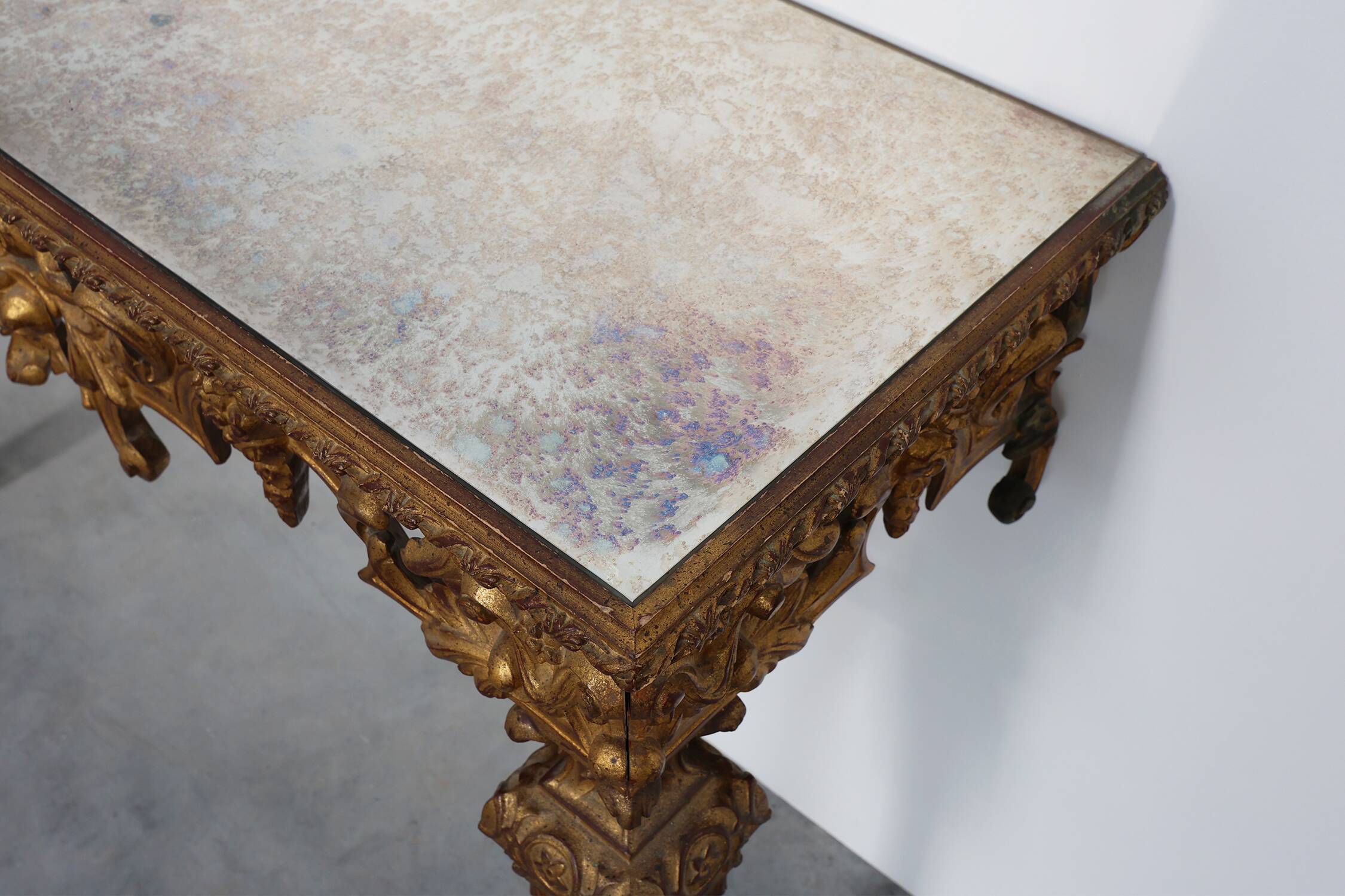 20th Century Italian Baroque style gilded and carved wall console