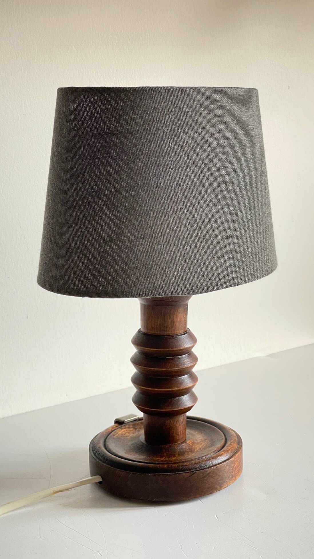 Vintage Charles Dudouyt Style Wooden Lamp