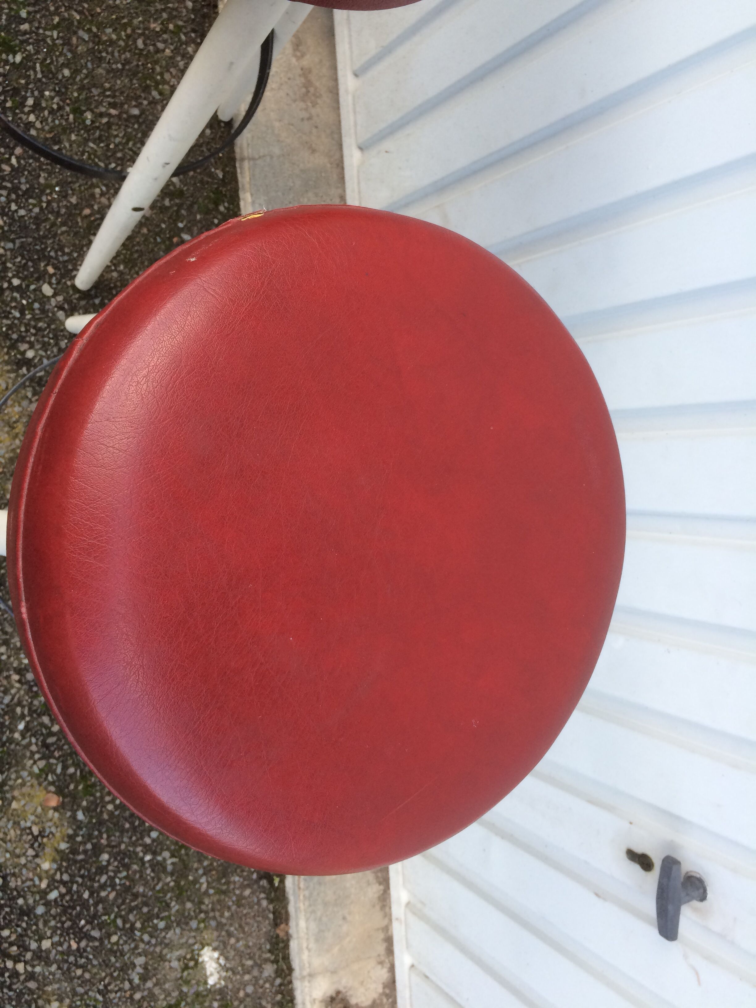 Pair of white and red 1950s bar stools