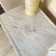 Bedside table / nightstand in pitchpin pine wood and bamboo with marble top