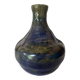 Vase céramique émaillée reflets bleus 1970