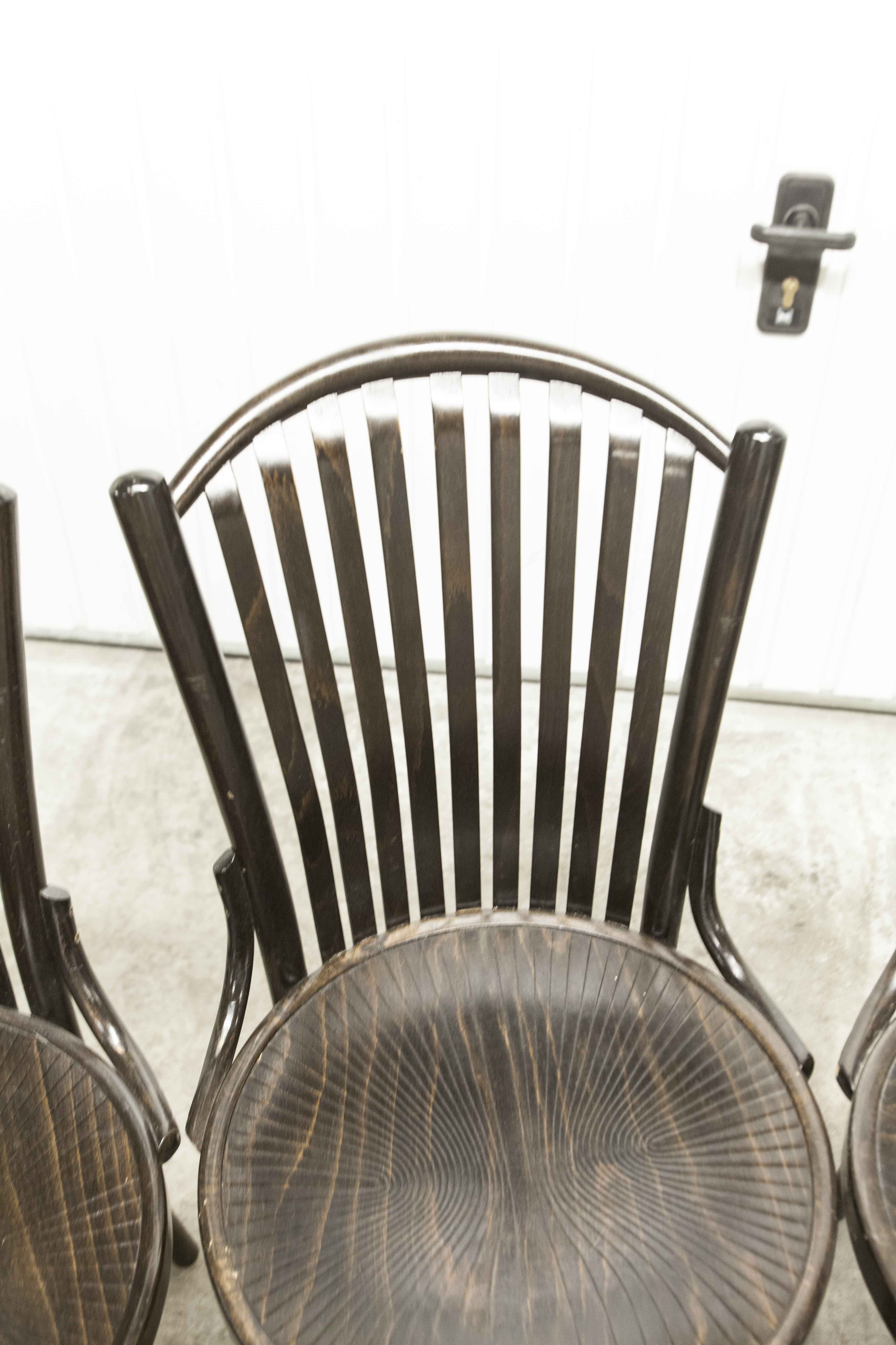 Set of 6 chairs Bistrot Baumann ref 22 curved wood