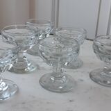 Set of 6 cups in molded glass pressed late nineteenth