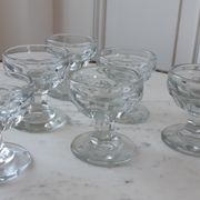 Set of 6 cups in molded glass pressed late nineteenth