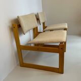 Pair of Michel Mortier armchairs in light wood