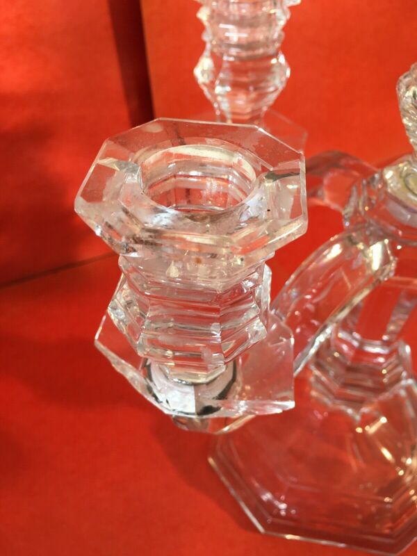 Paire candélabre bougeoir cristal Baccarat modèle Régence 5 lumières