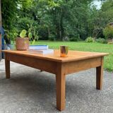 Farmhouse Wood Coffee Table with Drawer