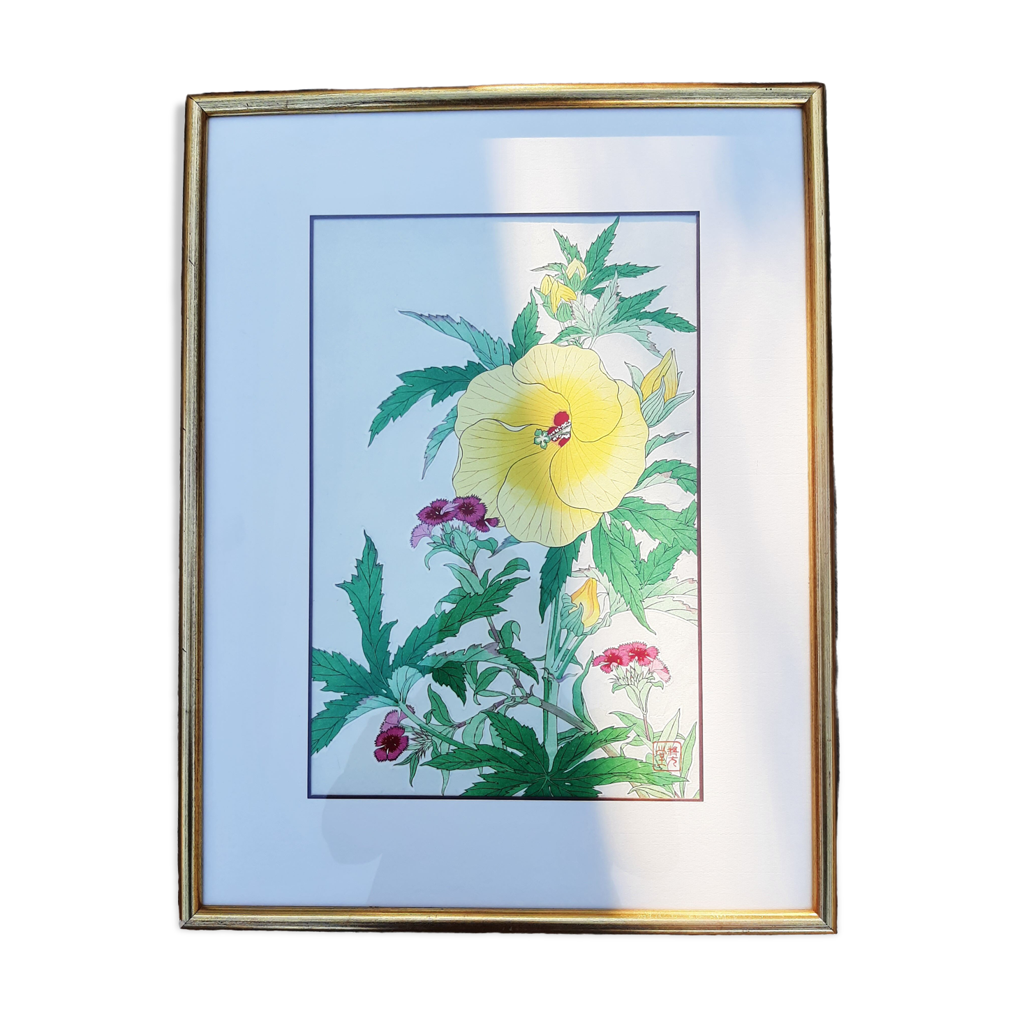 Estampe chinoise fleur jaune