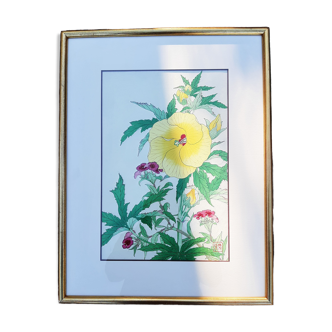 Chinese yellow flower print