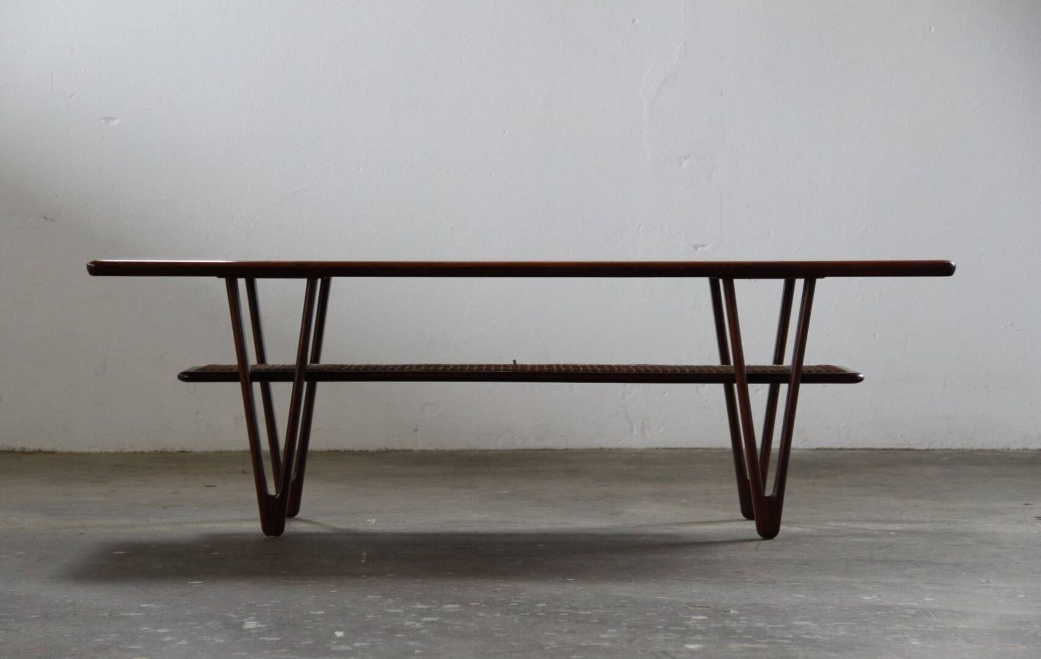 Vintage coffee table, Danish Design with V-Shaped Legs, Kurt Østervig 1950s