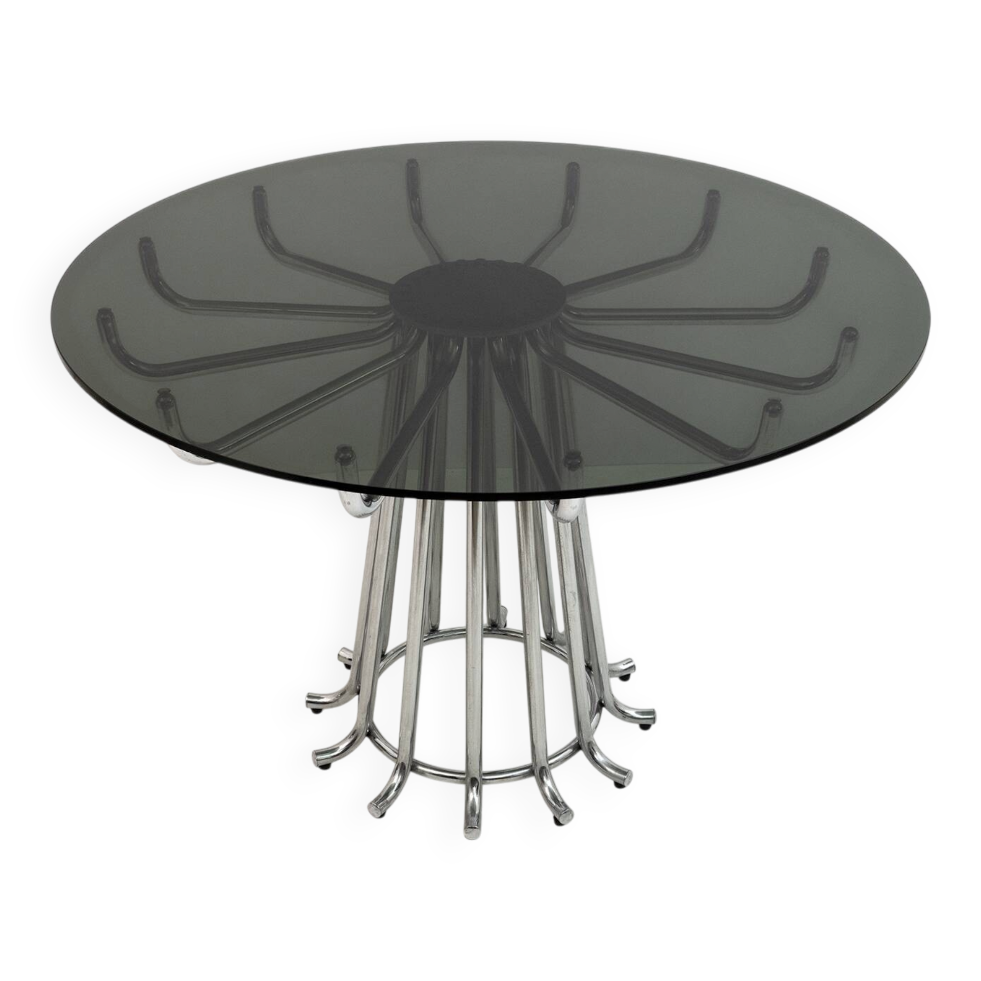 Gastone Rinaldi Mid-Century Modern Italian Chromed Metal Round Dining Table