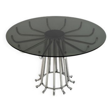Gastone Rinaldi Mid-Century Modern Italian Chromed Metal Round Dining Table