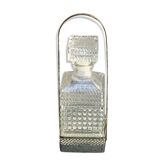 Glass whiskey decanter and its vintage silver metal servant