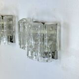 Vistosi manner, set of four clear murano glass elements sconces. Italy 1970s