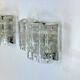 Vistosi manner, set of four clear murano glass elements sconces. Italy 1970s