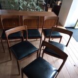 Lot of 6 Scandinavian chairs wood and skai