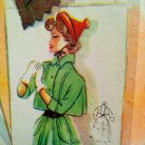 A vintage illustration, women's fashion, 1940