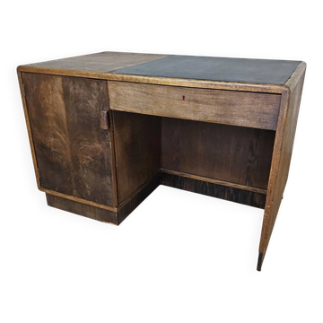 Bureau Art Déco en bois ancien avec étagère et tiroirs d'archive