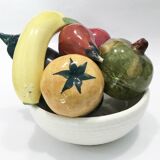 Coupe de fruits et légumes céramique trompe l'oeil mid-century