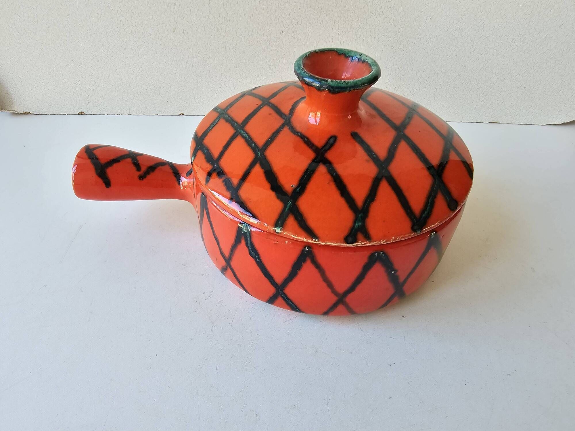 Red ceramic saucepan Terfeu Vallauris 5060 (capron, picault...)