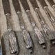 12 silver-plated metal lunch knives, SFAM silversmith, Russian handle, 16.9cm