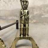 Pair of bronze "Shamans" andirons by Anton Prinner