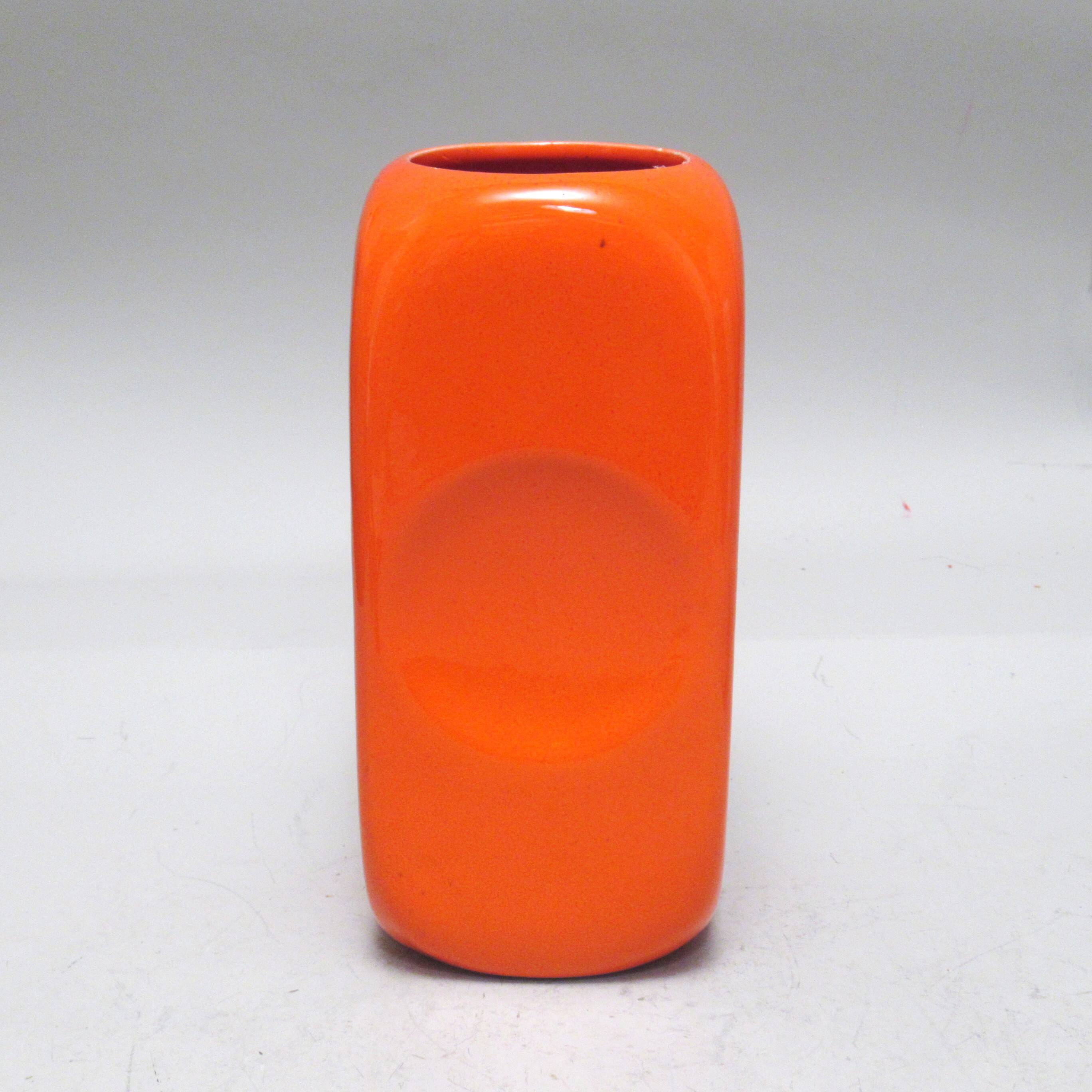 Orange rectangular vase Parravicini 1970s