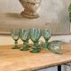 9 green molded glass glasses