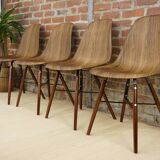 4 chairs in abs, wood and metal