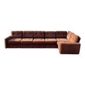 Vintage Modular Sofa in Brown Velvet Corduroy, 1970s