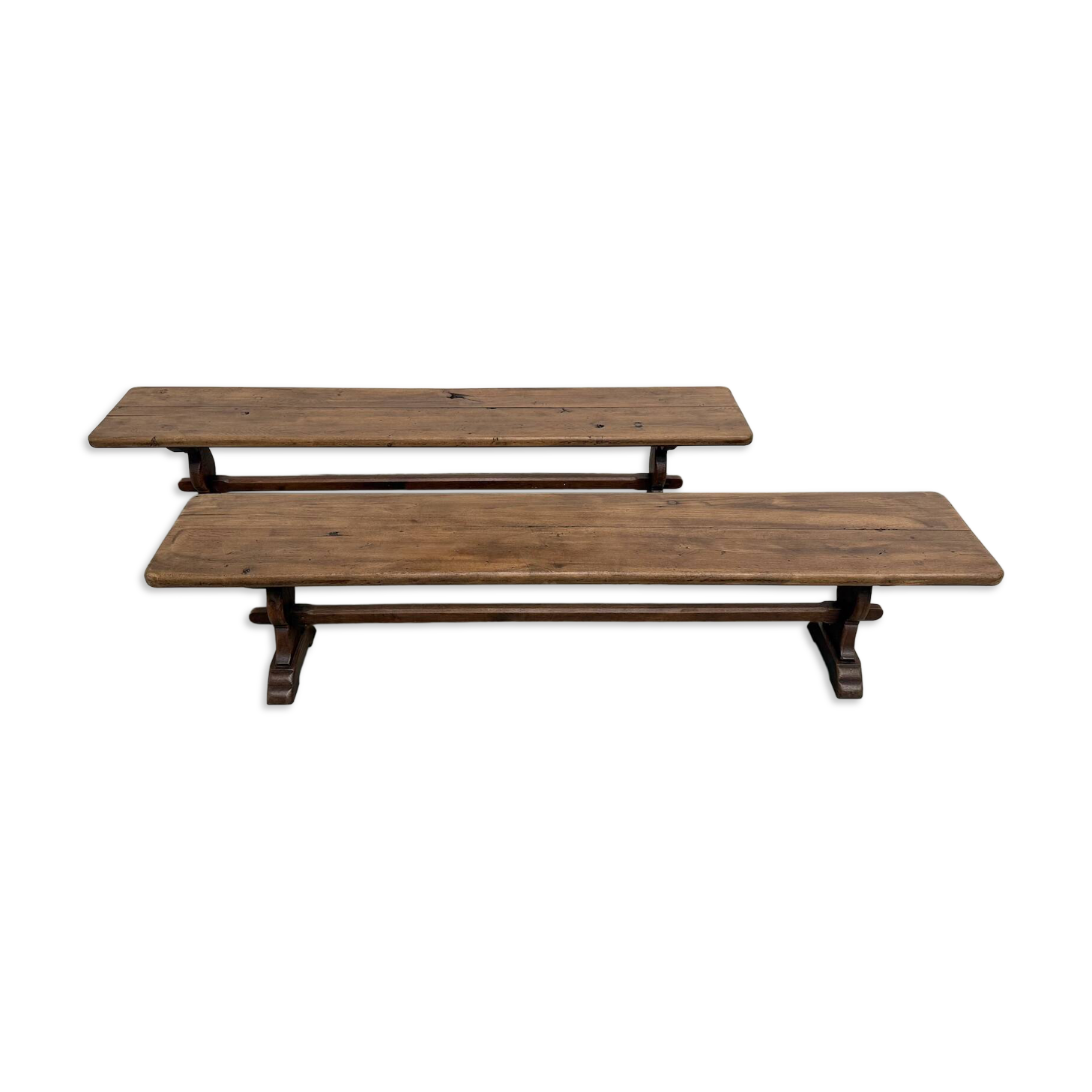 Pair of Solid Oak Farm Benches
